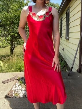 Vintage 90s Cinema Etoile red slip dress